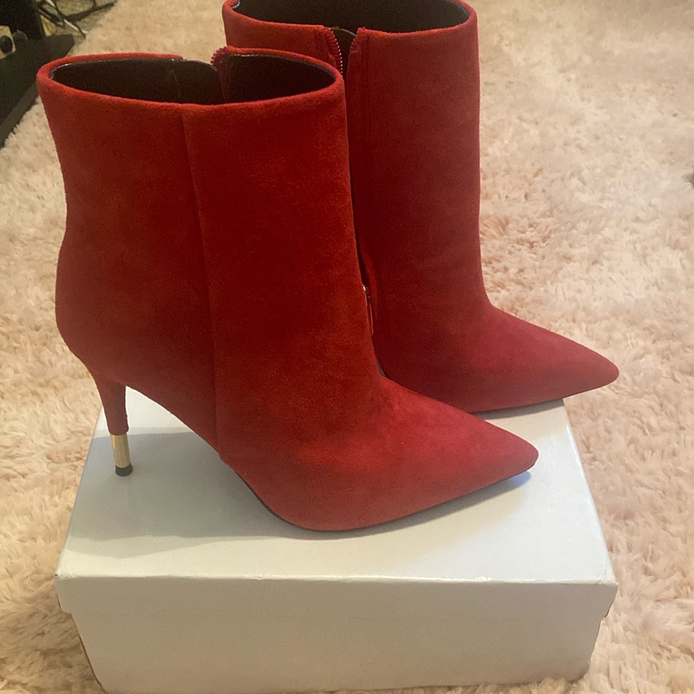 Ninewest Red Stilleto Heeled Boots  9.5 NEW